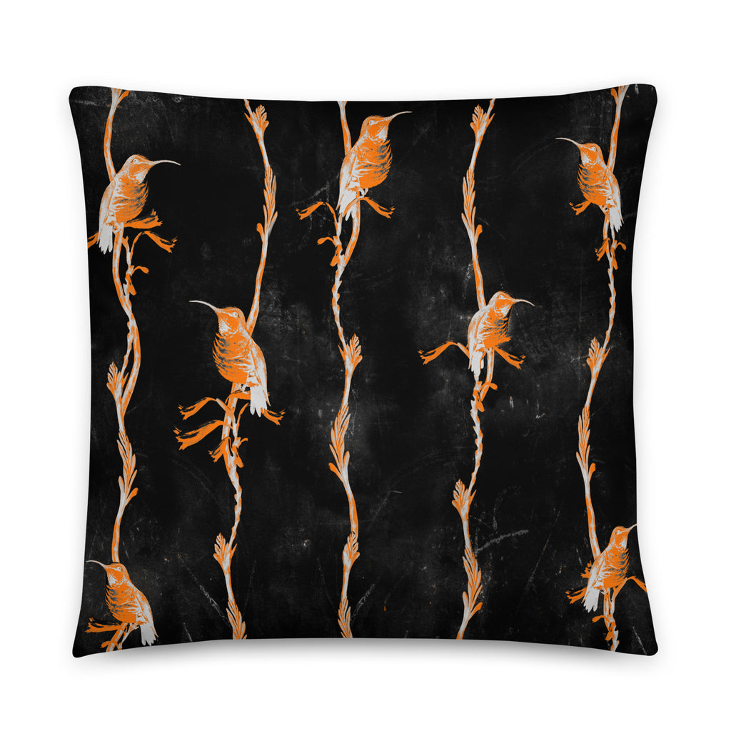 Black and Orange Hummingbird Square Pillow