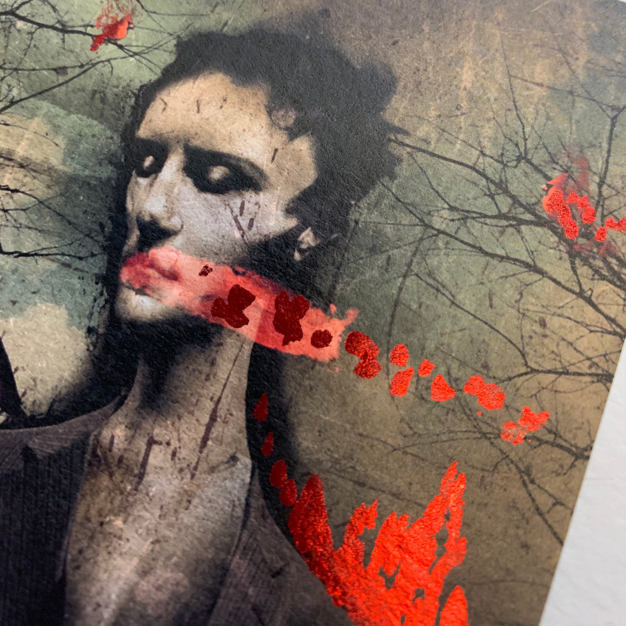 His Scarlet Voice ~ Hand Painted with Ruby Foil