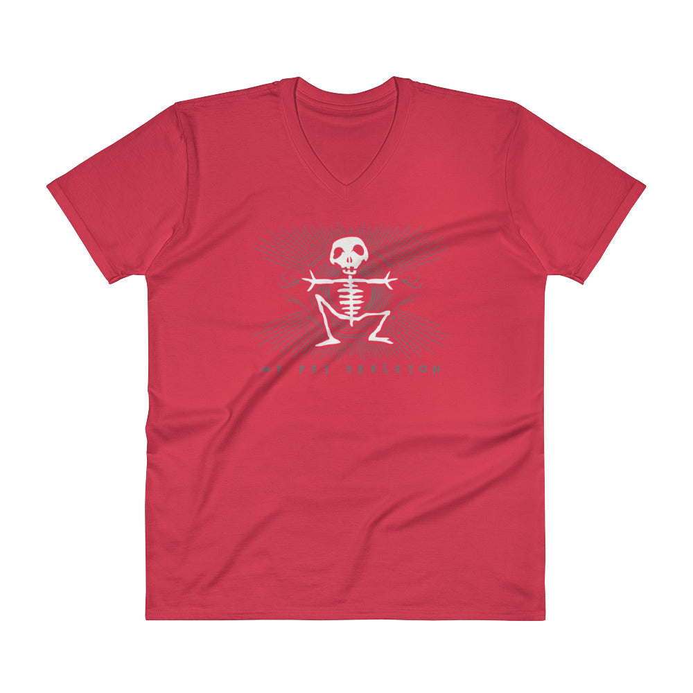 V-Neck T-Shirt "My Pet Skeleton" Official Logo