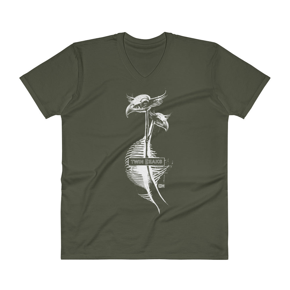 V-Neck T-Shirt ~ "Twin Beaks"
