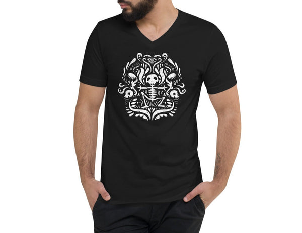Damask MPS Logo ~ Unisex Short Sleeve V-Neck T-Shirt