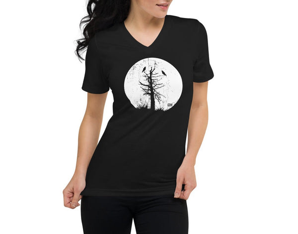 Raven Moon ~ Unisex Short Sleeve V-Neck T-Shirt